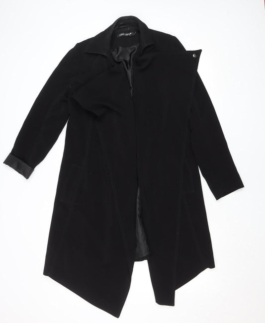 Love Label Women's Black Size 8 Long Overcoat Polyester Classic Coat