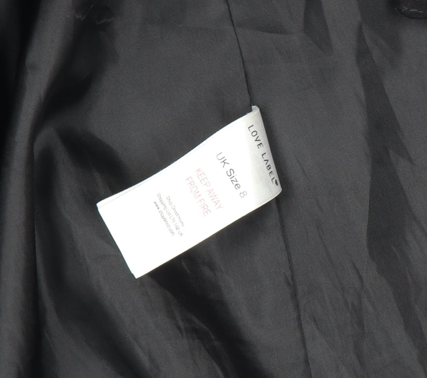 Love Label Women's Black Size 8 Long Overcoat Polyester Classic Coat