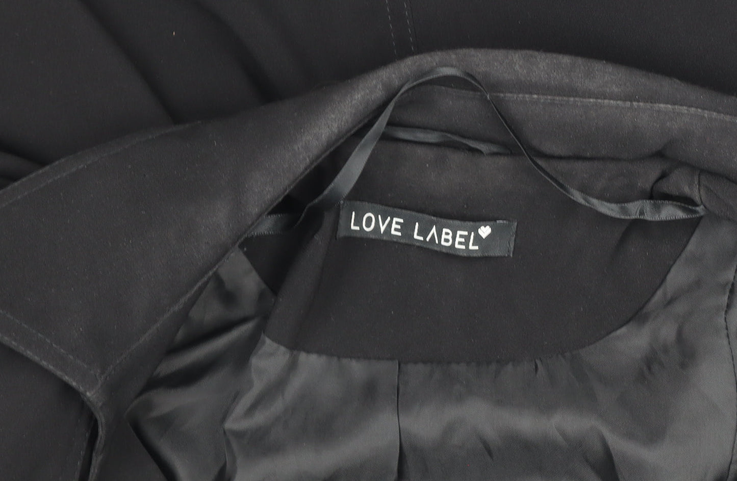 Love Label Women's Black Size 8 Long Overcoat Polyester Classic Coat