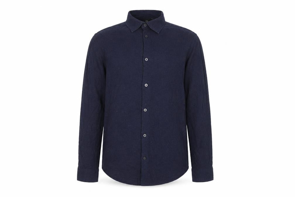Moss London Men's Blue Slim Fit Long Sleeve Cotton Button-Up Shirt 15”