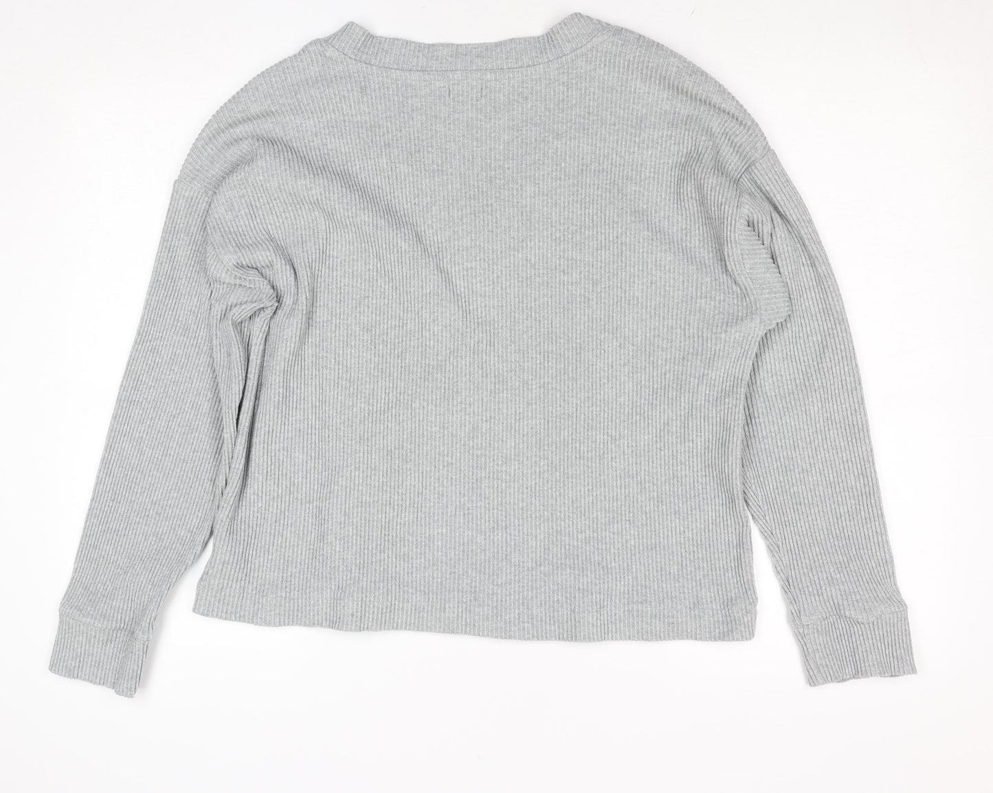 GapBody Women’s Grey V-Neck Rib Knit Pullover Jumper Size L