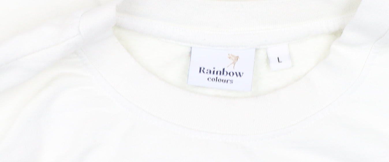 Rainbow Colours Women White Ibiza 1977 Crew Neck Pullover Sweatshirt L