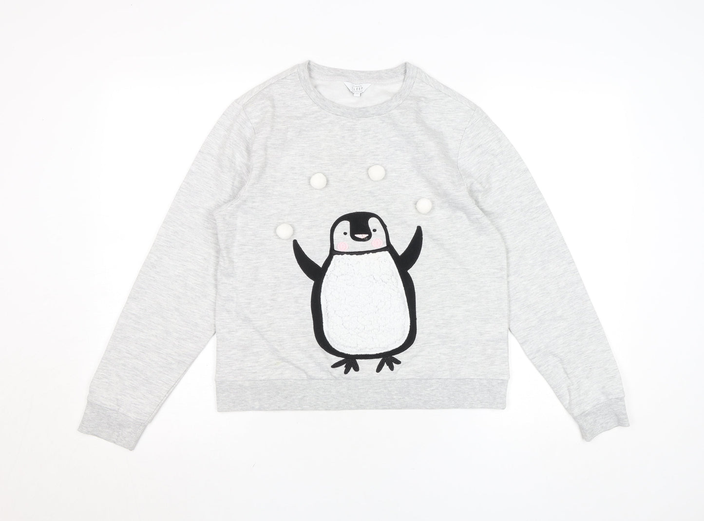 Debenhams Girls Grey Penguin Pullover Sweatshirt Size 12 Years