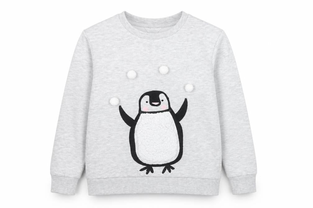 Debenhams Girls Grey Penguin Pullover Sweatshirt Size 12 Years
