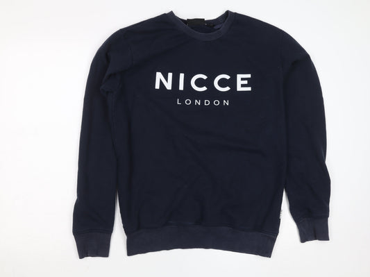 NICCE London Women's Navy Blue Logo Pullover Sweatshirt Size L