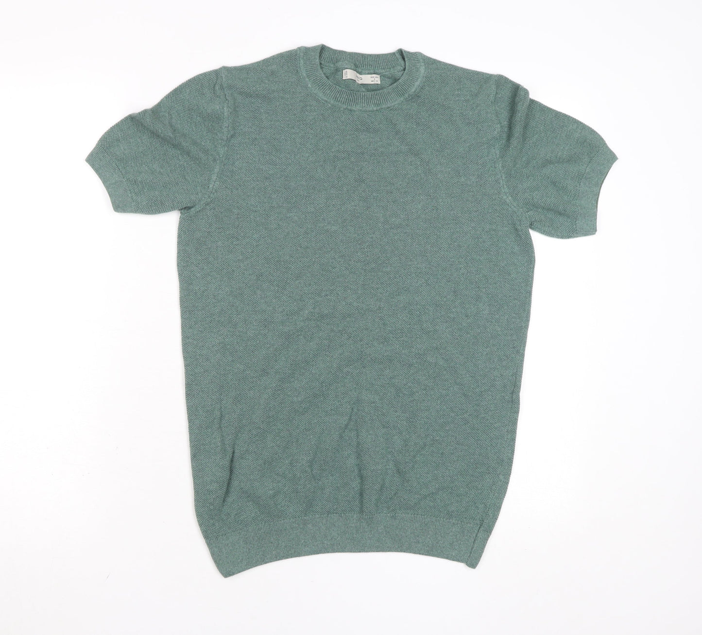 MNG Green Short Sleeve Crew Neck Knit T-Shirt Size S