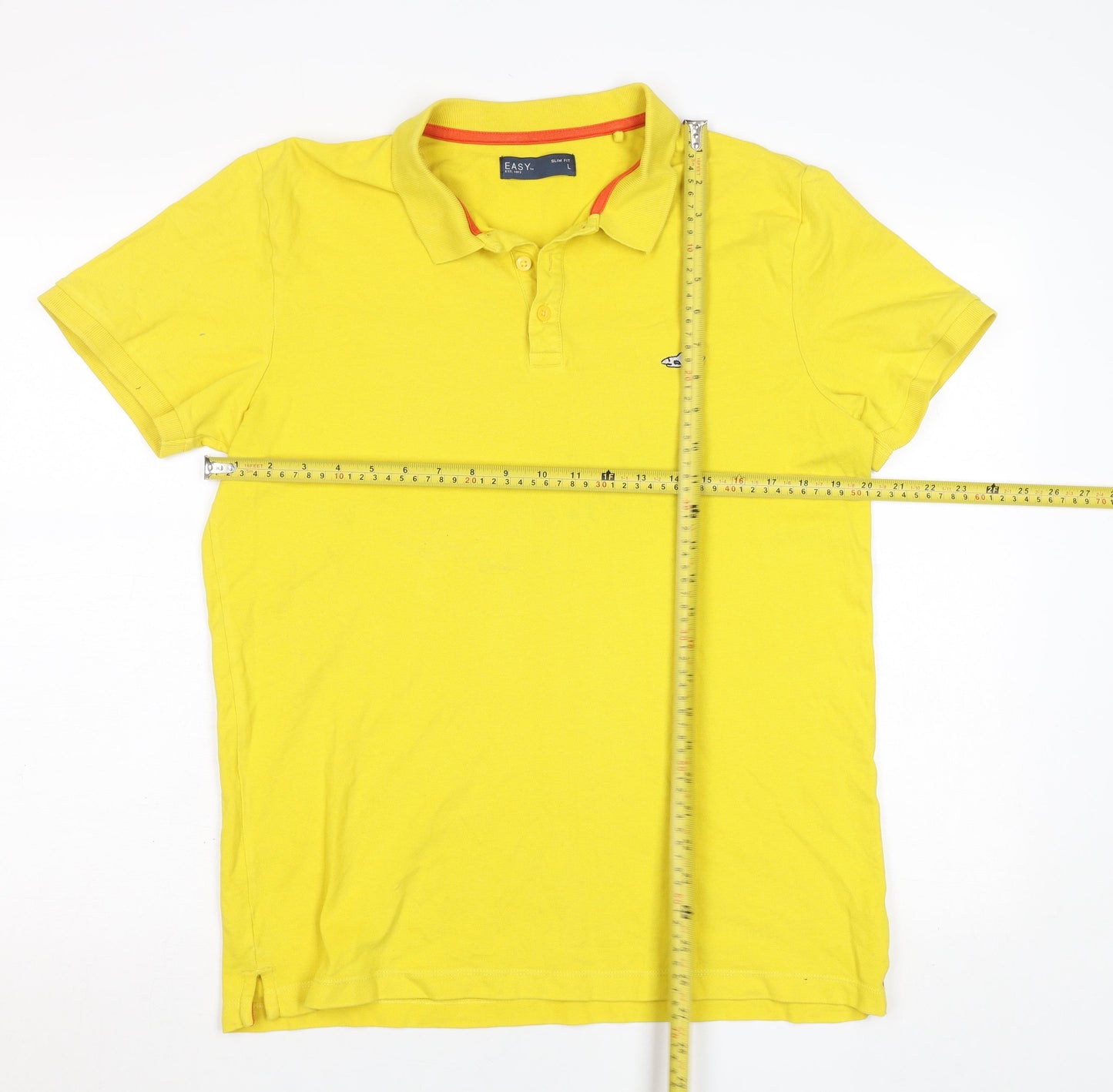 Easy Men's Yellow Slim Fit Polo Shirt Size L Cotton Blend