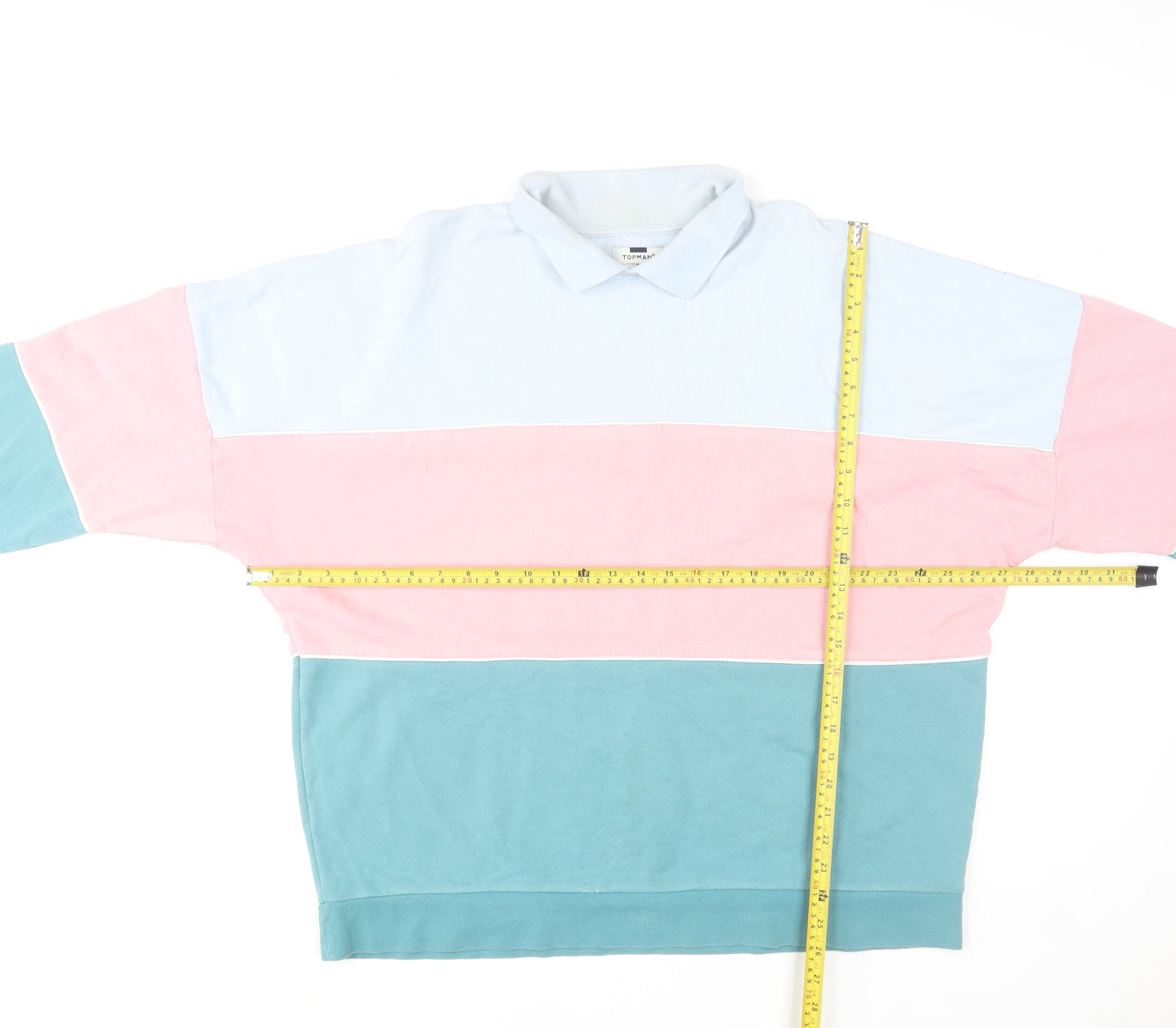 Topman Men's Multicoloured Collared Stripe Sweatshirt L
