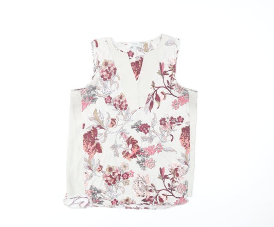 Next Womens Floral Viscose Sleeveless V-Neck Blouse Size 16 Multicoloured