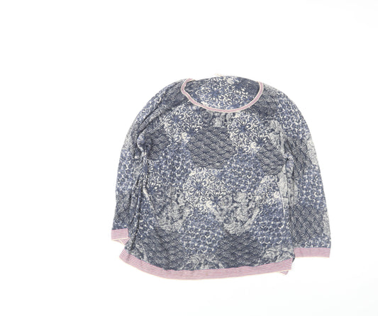 White Stuff Women’s Blue Floral Tunic Blouse Size 12 Cotton Modal
