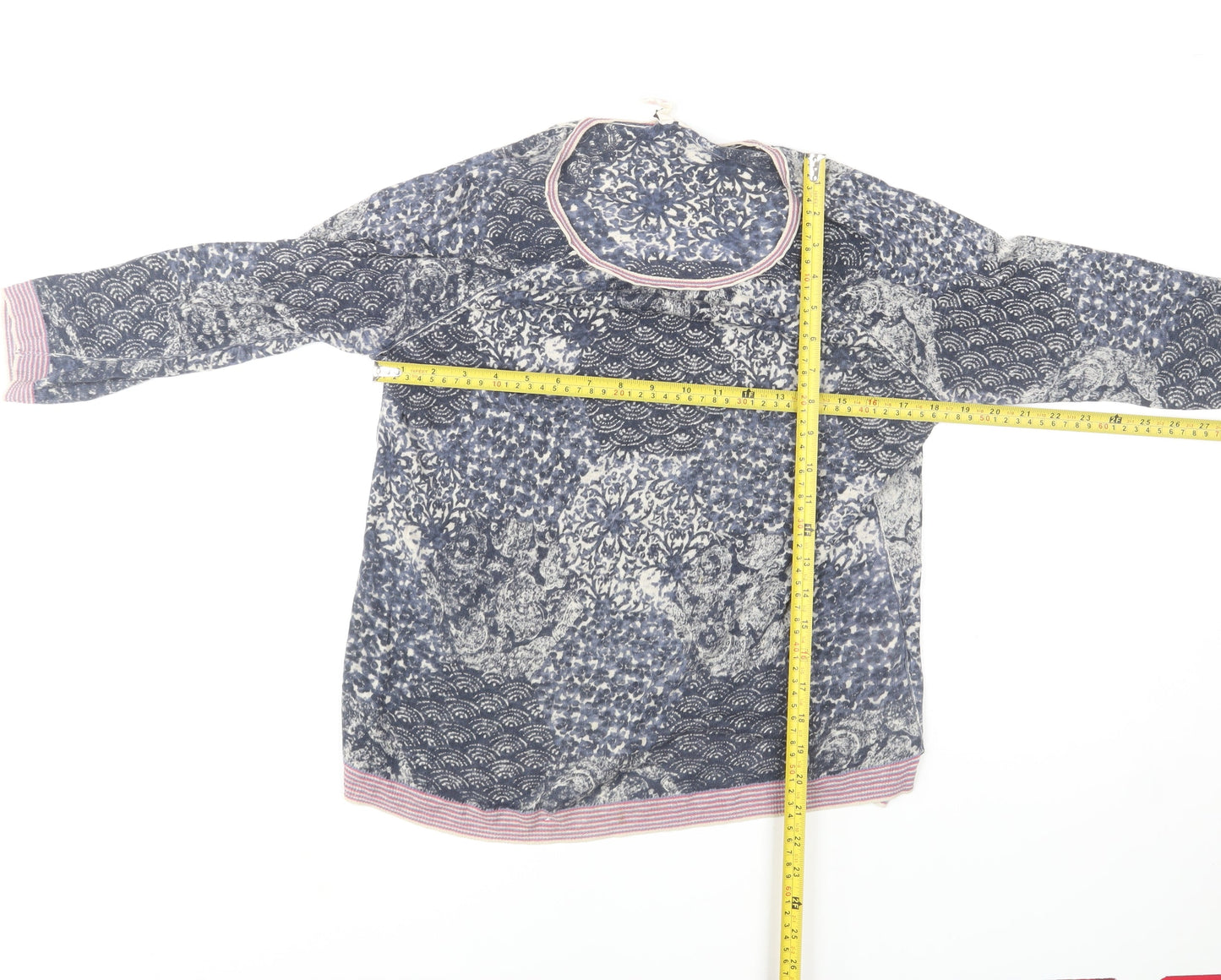 White Stuff Women’s Blue Floral Tunic Blouse Size 12 Cotton Modal