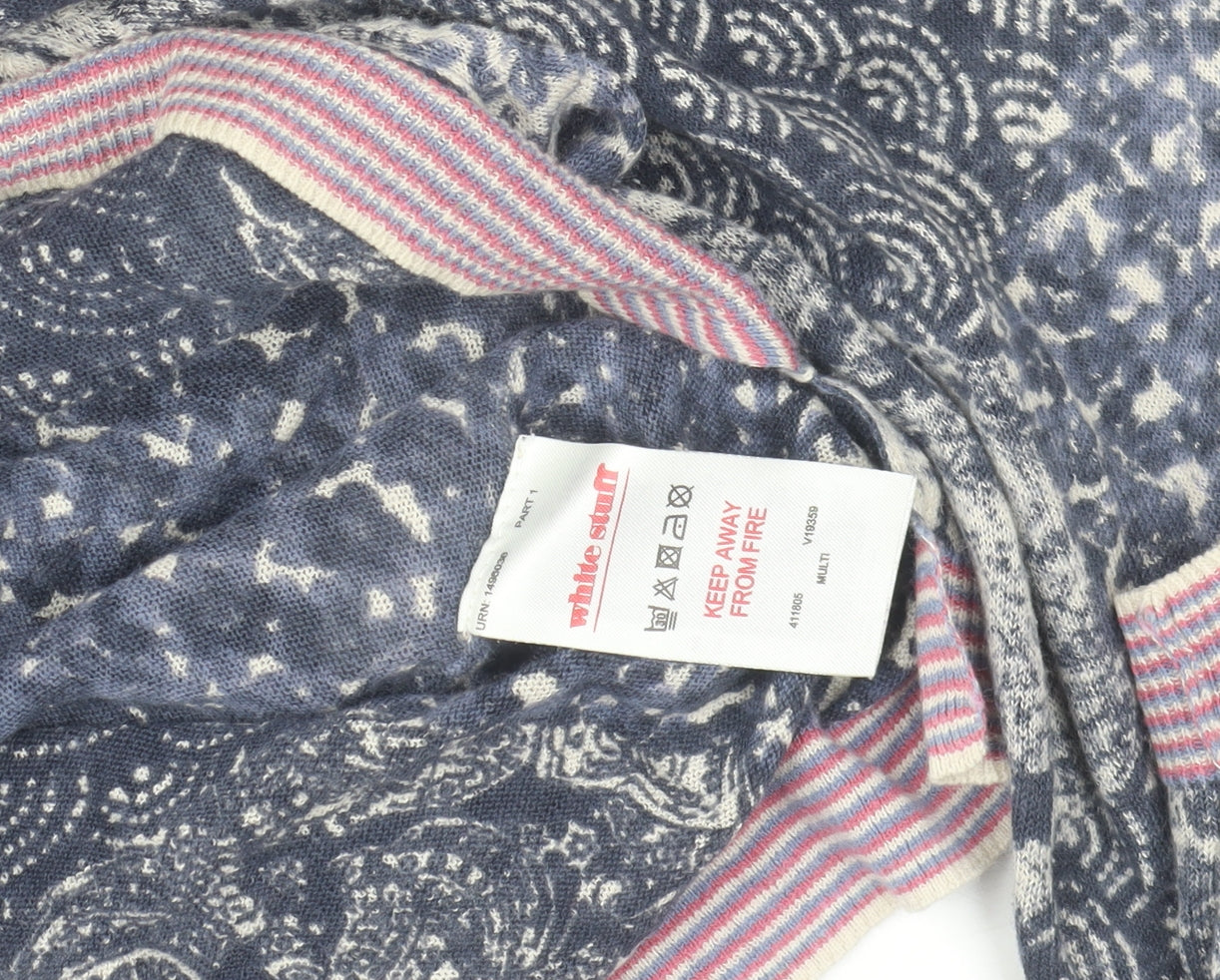 White Stuff Women’s Blue Floral Tunic Blouse Size 12 Cotton Modal
