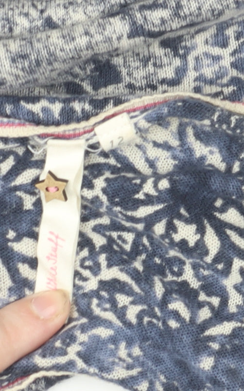 White Stuff Women’s Blue Floral Tunic Blouse Size 12 Cotton Modal