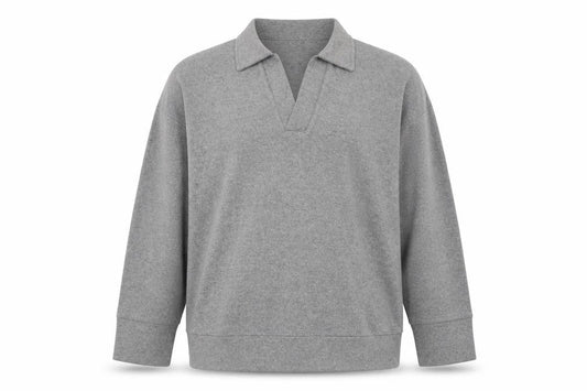 Front view of ASOS Men's Grey Henley Sweatshirt, size L, Polyester Cotton