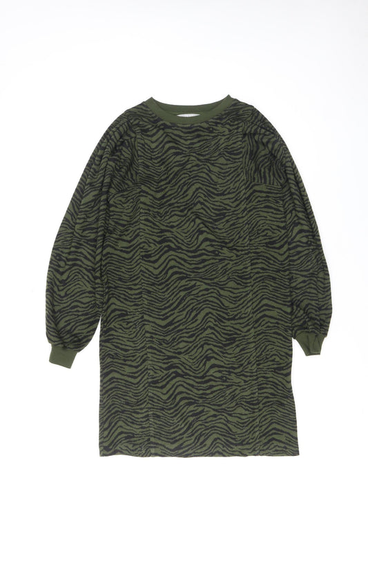 Oliver Bonas Women’s Green Animal Print T-Shirt Dress Size 6