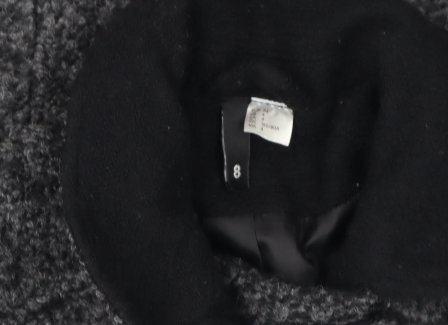 H&M Women Grey Wool Blend Biker Jacket Size 8 Zip Pockets Lined
