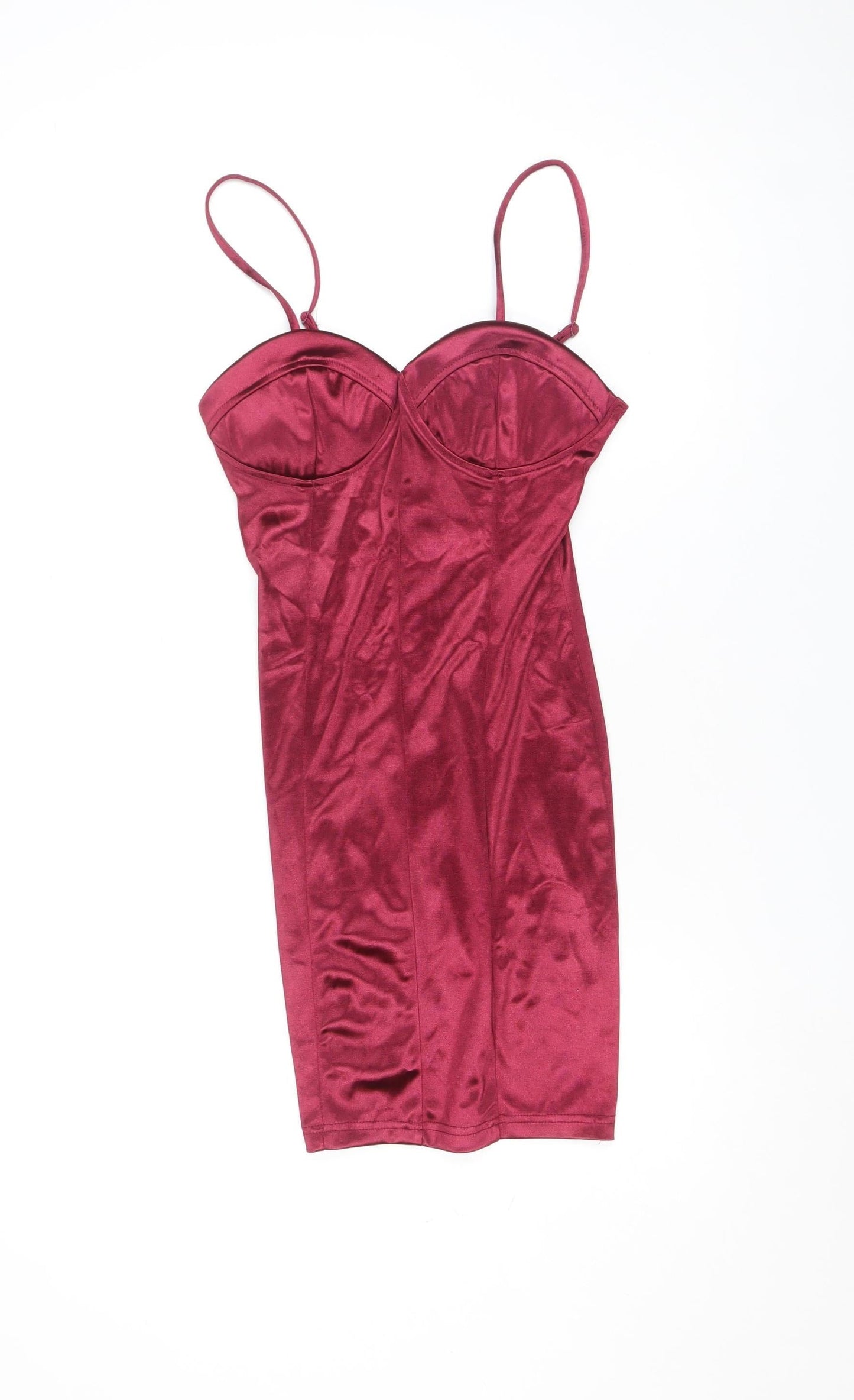 Saint Genies Women's Red Bodycon Satin Slip Dress UK 6