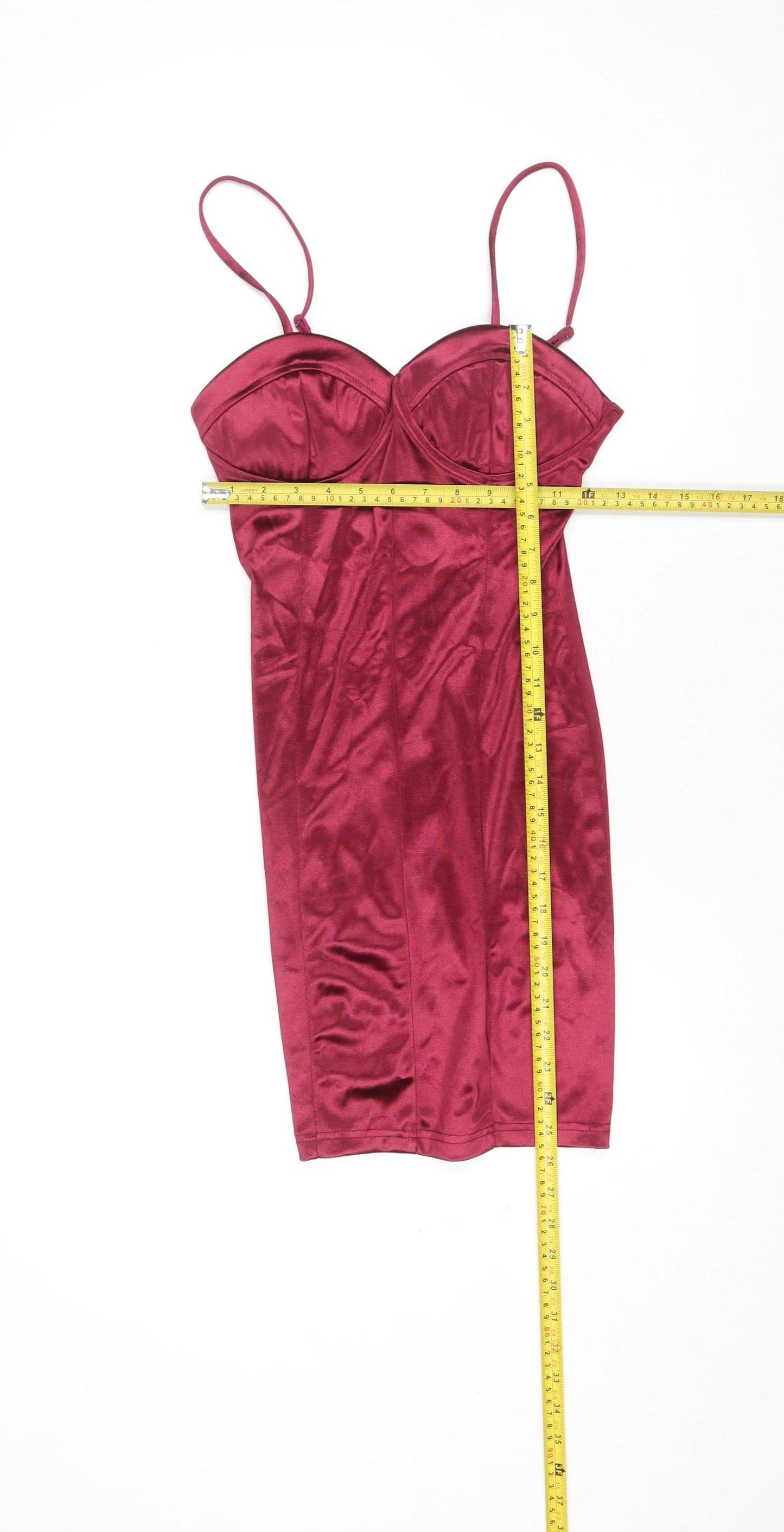 Saint Genies Women's Red Bodycon Satin Slip Dress UK 6