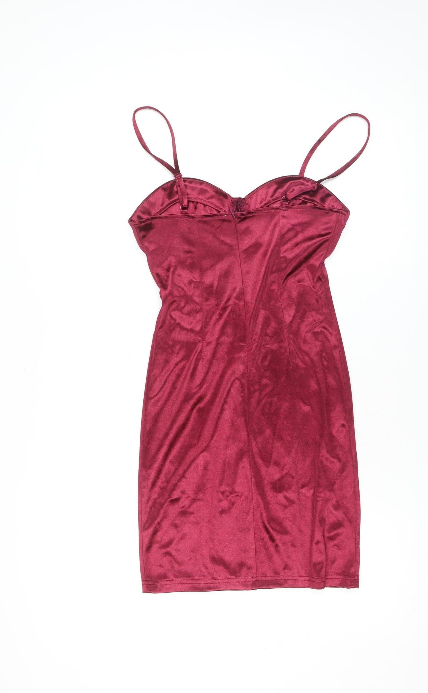 Saint Genies Women's Red Bodycon Satin Slip Dress UK 6