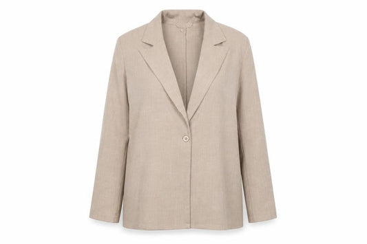 PRETTYLITTLETHING Women Beige Single-Breasted Blazer Size 8