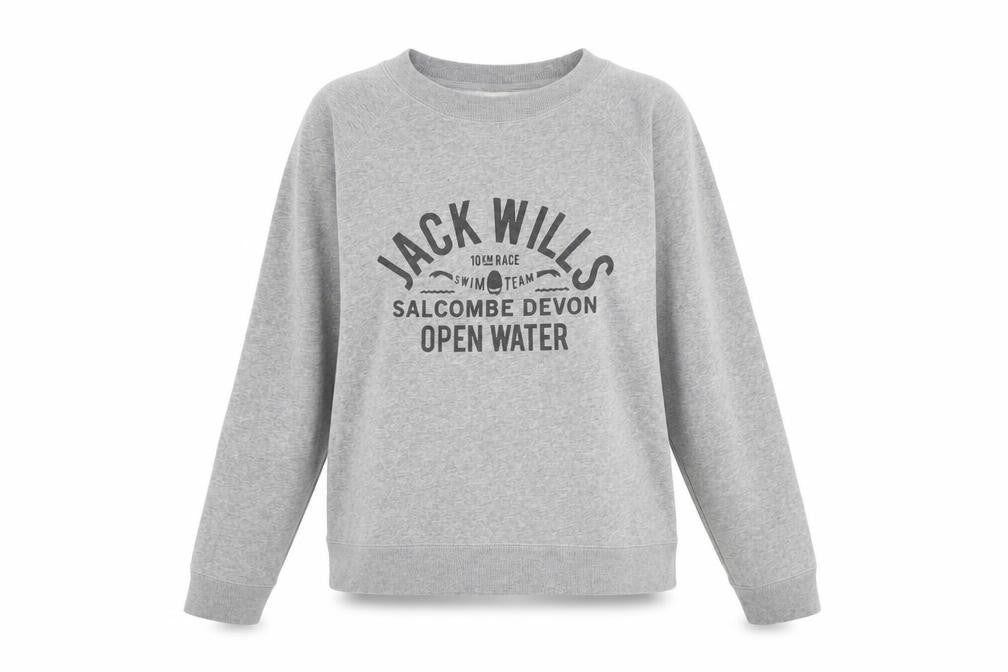 Jack Wills Womens Grey Cotton Blend Sweatshirt UK 12 Crew Neck Pullover