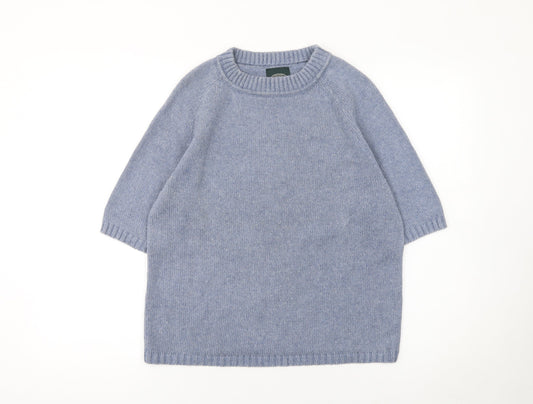 Laura Ashley Women’s Blue Knit Pullover Jumper Size L Short Sleeve