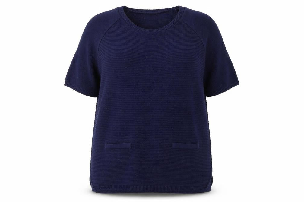 Arcadia Women’s Blue Knit Short Sleeve Pullover Jumper Size 18