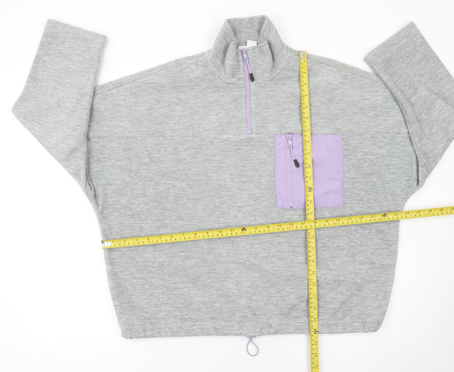 Monki Womens Grey 1/4 Zip Pullover Sweatshirt Size S