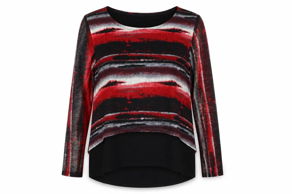 Saloos Women’s Red Black Striped Tunic Top Size 20 Viscose Blend