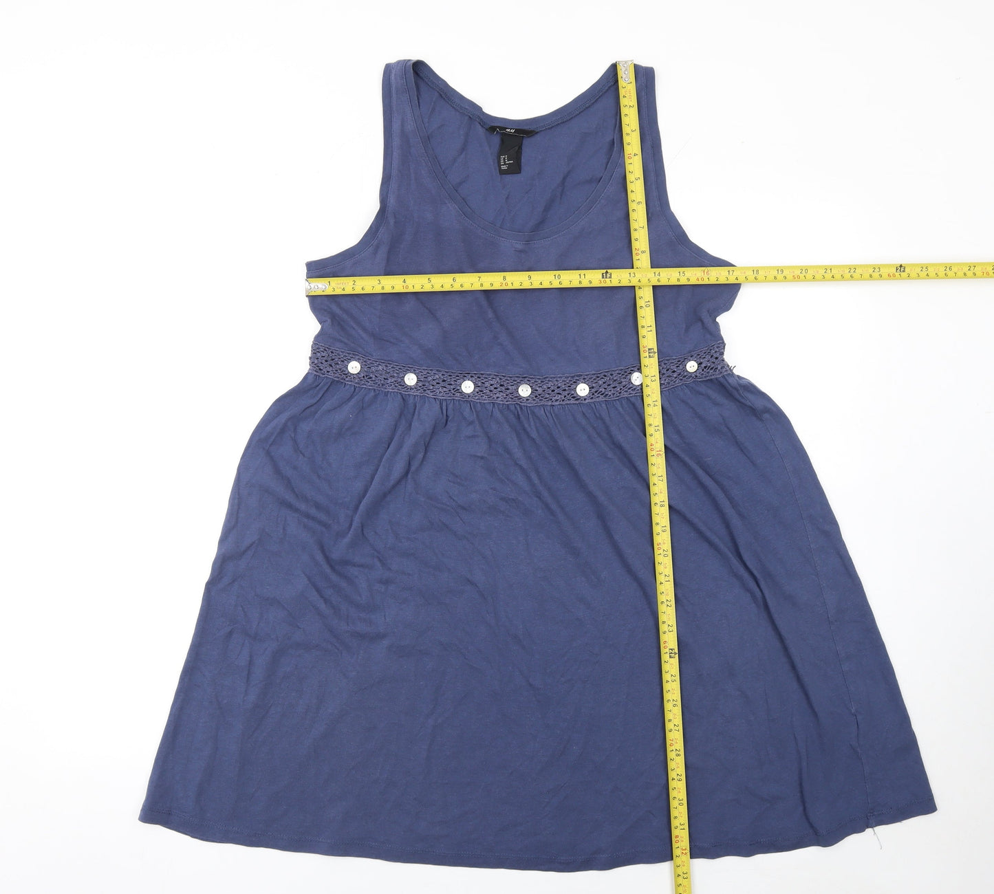H&M Women Blue 100% Cotton Sleeveless Tank Top Size 12
