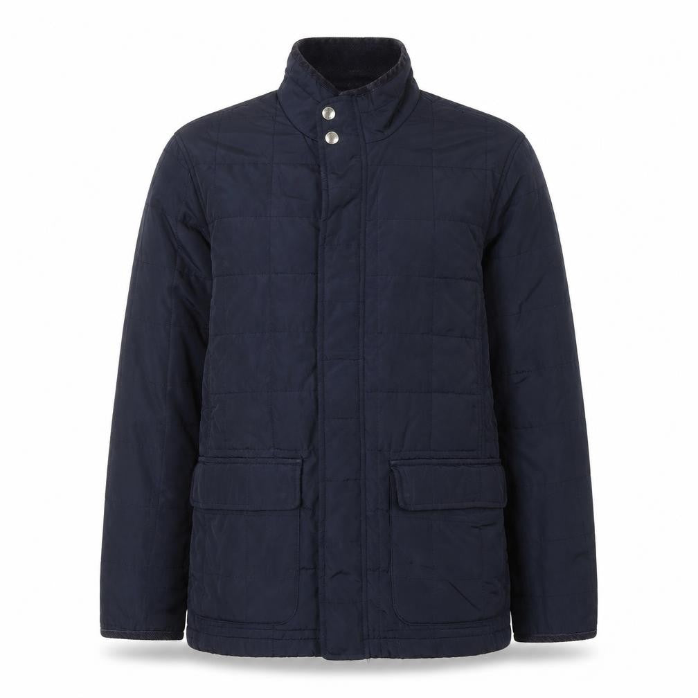 John Lewis Men's Blue Quilted Mid-Length Jacket Size L