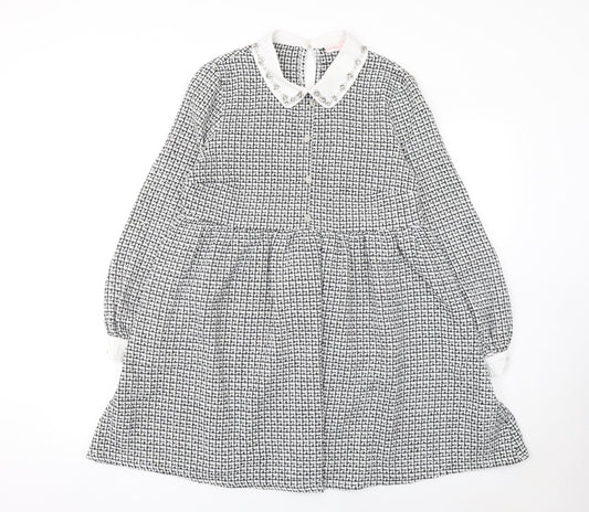 New Look Women’s Black Checked A-Line Collared Dress Size 12