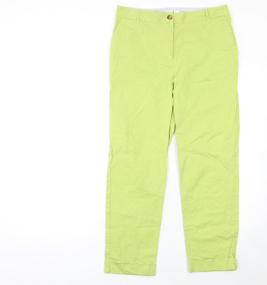 Jasper Conran Women Green Chino Trousers Size 12 Cotton Blend