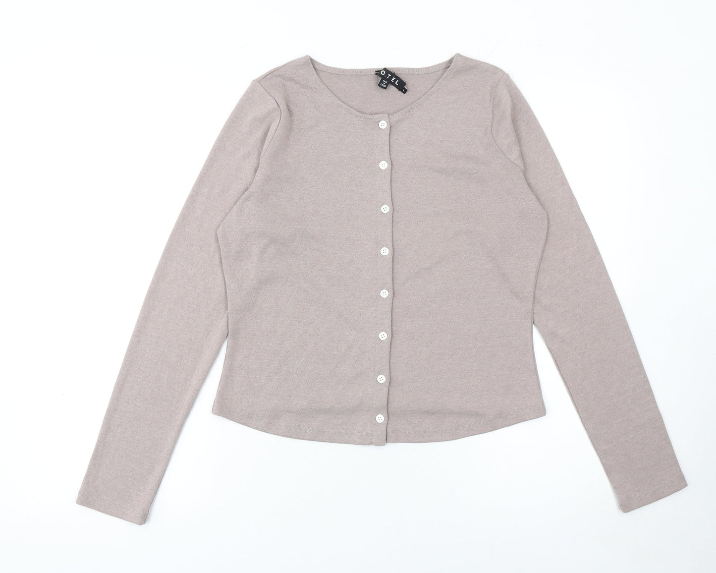 Motel Womens Beige Long Sleeve Button Cardigan Size L