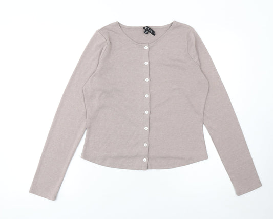 Motel Womens Beige Long Sleeve Button Cardigan Size L