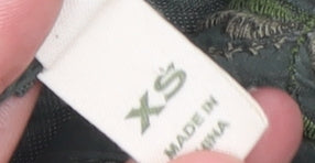 Tiny Women's Green Embroidered Bohemian Button 3/4 Sleeve Blouse XS