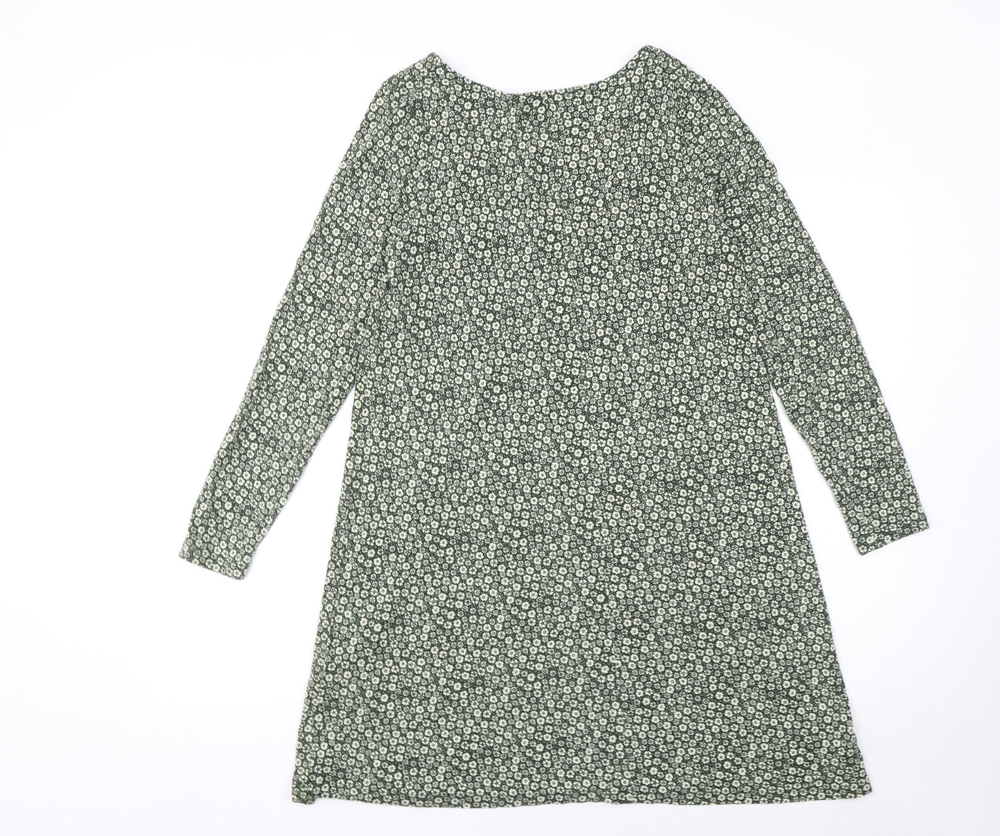 Pull&Bear Women's Green Floral A-Line Viscose Dress Size 12