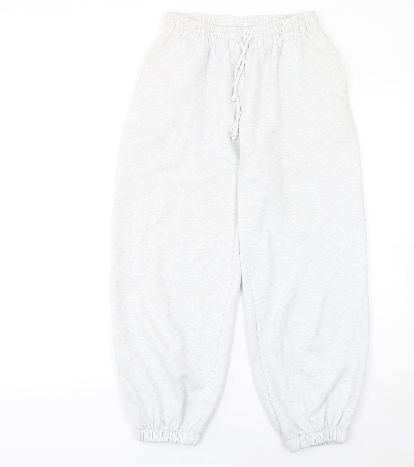 Zara Women Grey Jogger Trousers S Cotton Blend Elastic Waist
