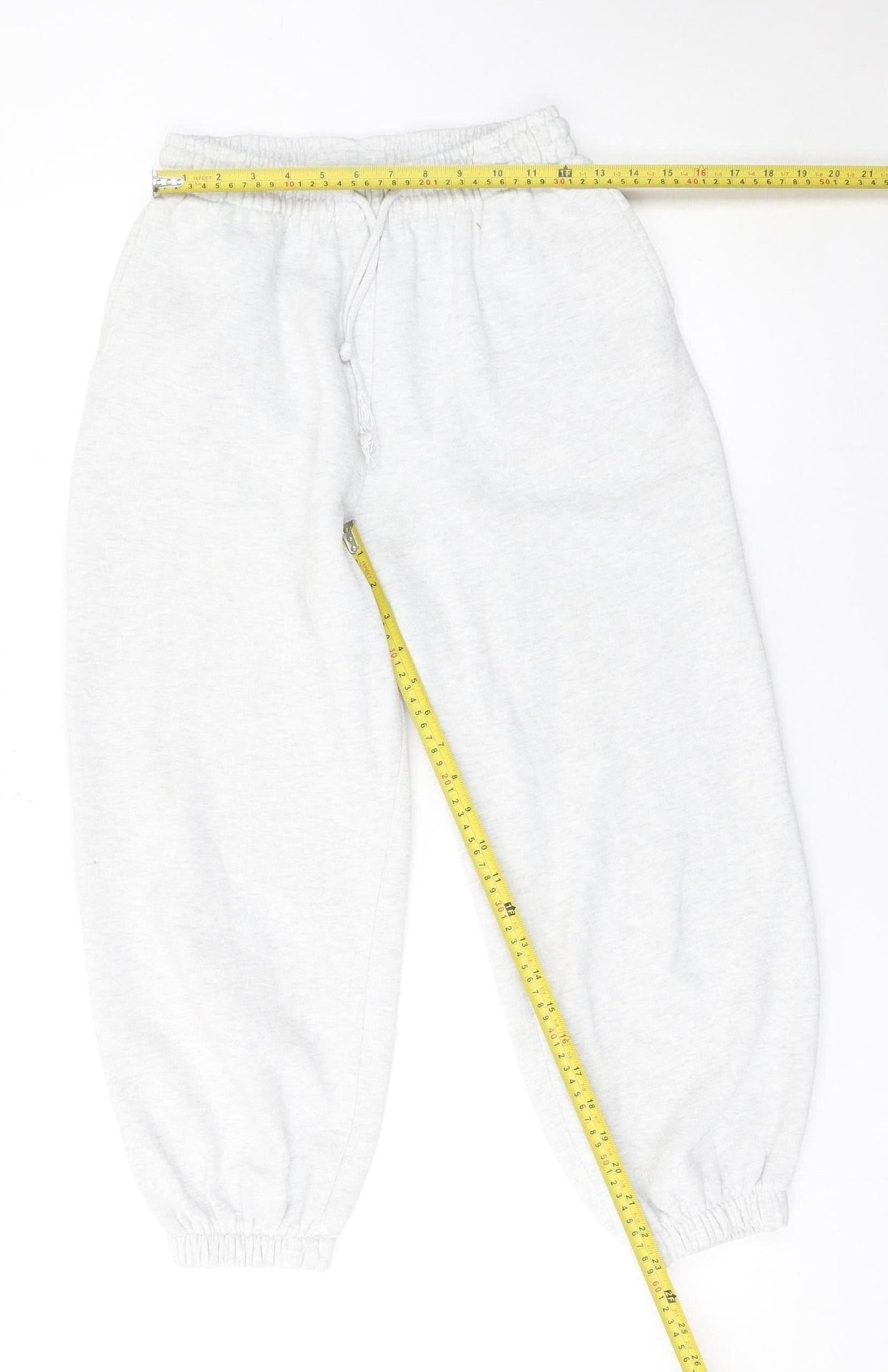 Zara Women Grey Jogger Trousers S Cotton Blend Elastic Waist