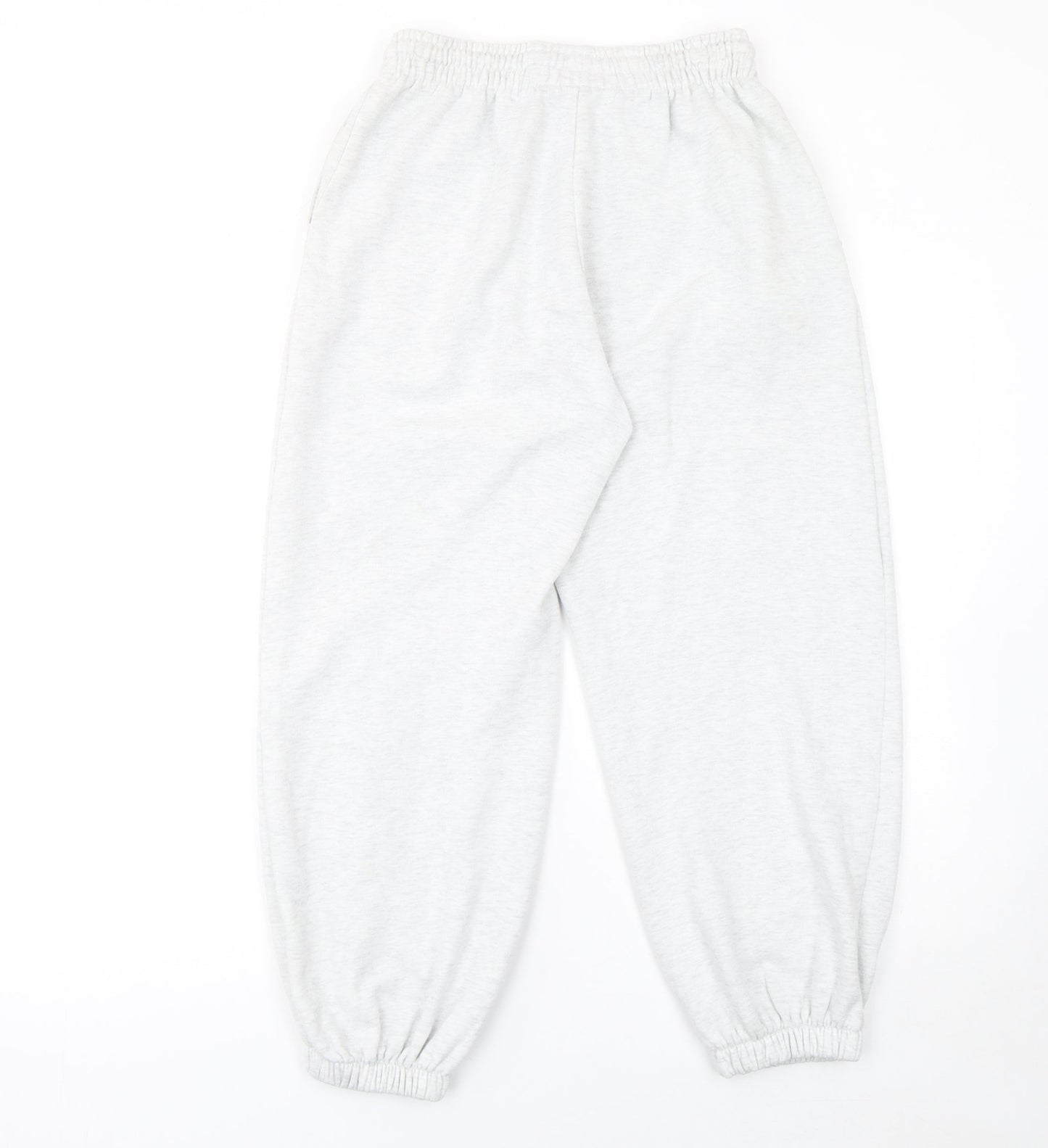 Zara Women Grey Jogger Trousers S Cotton Blend Elastic Waist
