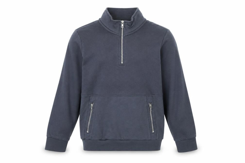 F&F Girls Blue 9-10 Years Half Zip High Neck Long Sleeve Sweatshirt