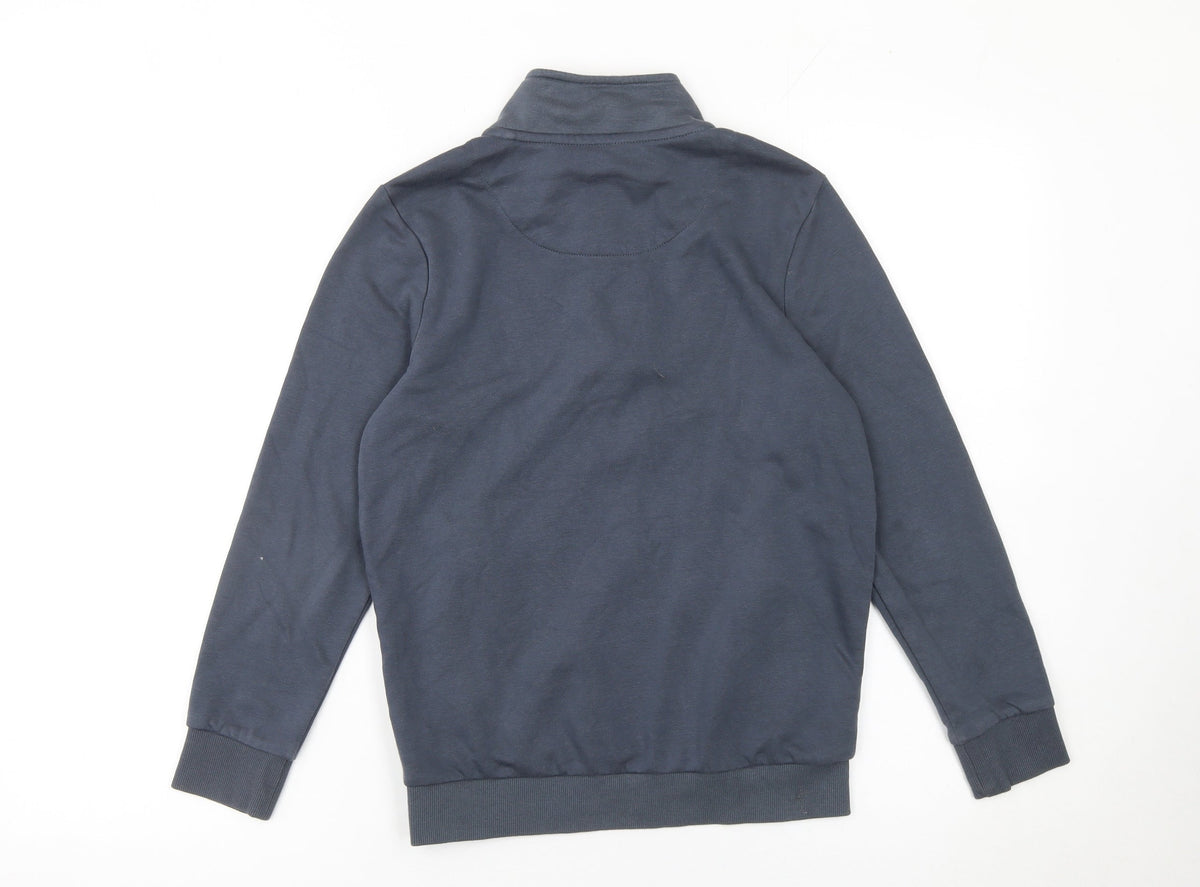 F&F Girls Blue 9-10 Years Half Zip High Neck Long Sleeve Sweatshirt