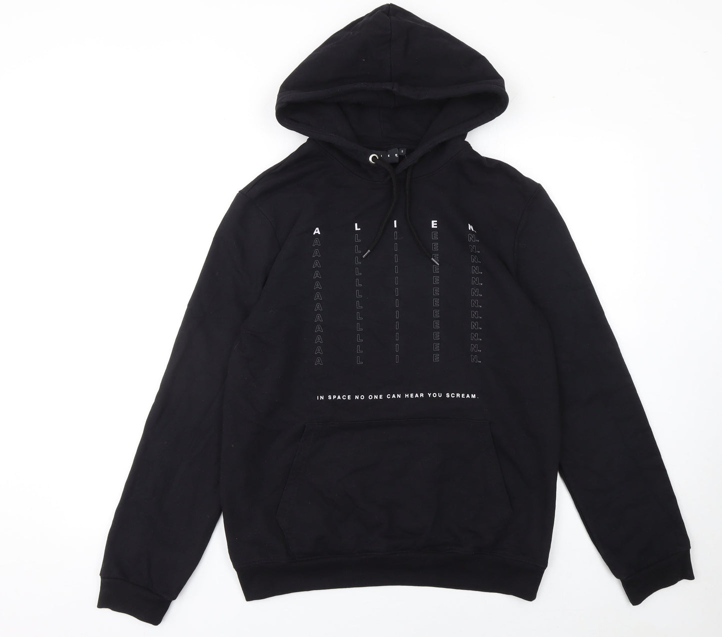 Alien Men's Black Pullover Hoodie Small Graphic Print Fleece Sweatshirt