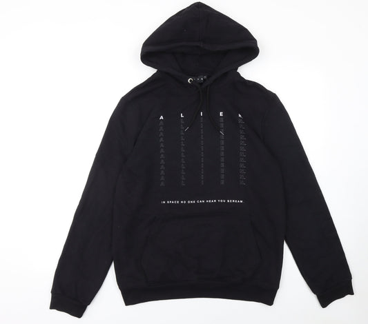 Alien Men's Black Pullover Hoodie Small Graphic Print Fleece Sweatshirt