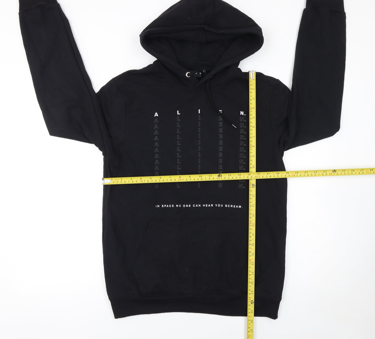 Alien Men's Black Pullover Hoodie Small Graphic Print Fleece Sweatshirt