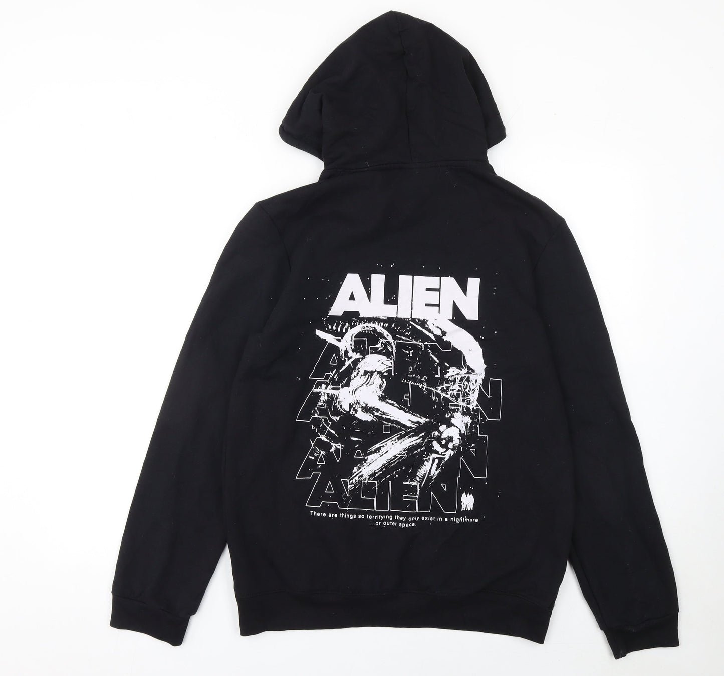 Alien Men's Black Pullover Hoodie Small Graphic Print Fleece Sweatshirt