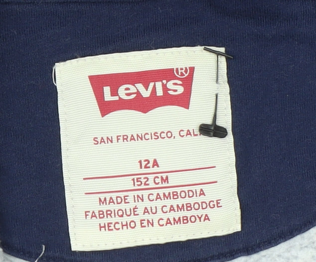 Levi's Boys Blue Full Zip Hoodie 12 Years Cotton Blend Casual Sweatshirt