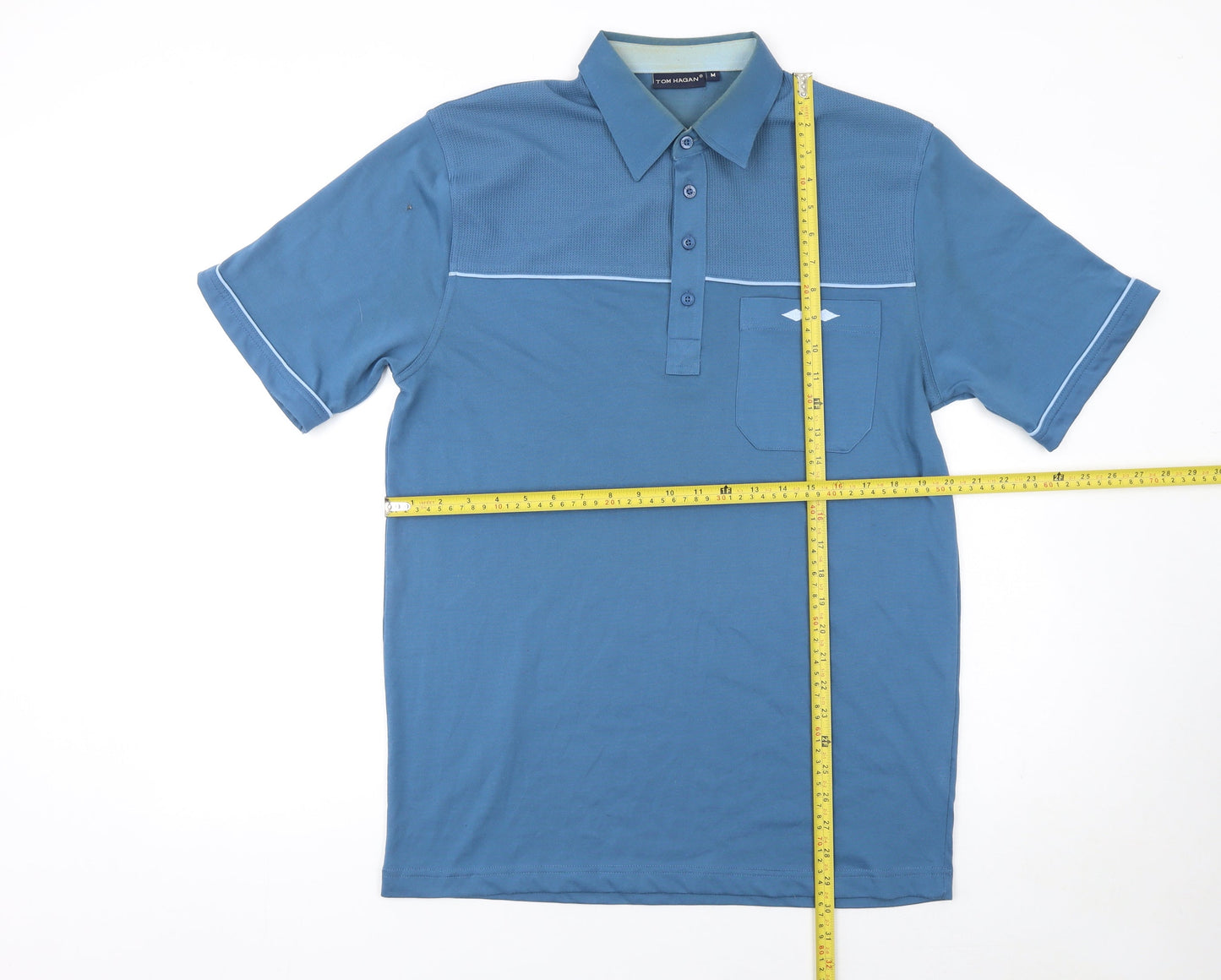 Tom Hagan Men's Blue Short Sleeve Polo Shirt Size M Regular Fit