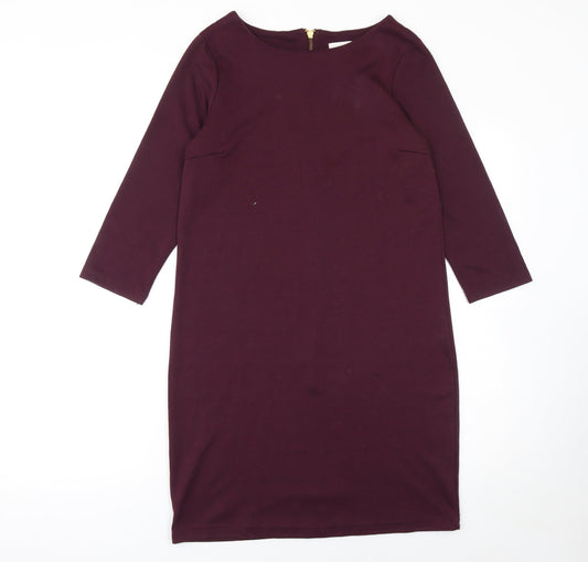 Vila Women Purple Sheath Knee Length Dress Size S 3/4 Sleeve