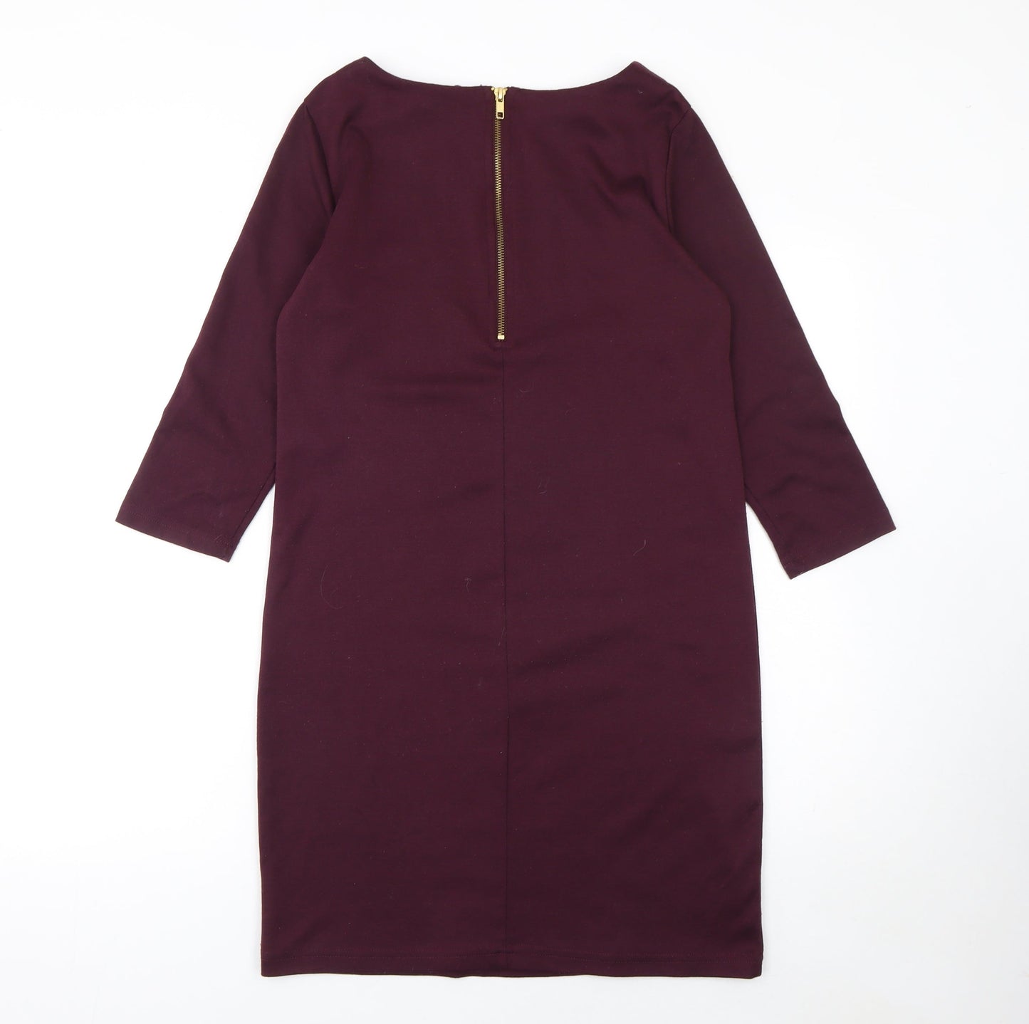 Vila Women Purple Sheath Knee Length Dress Size S 3/4 Sleeve